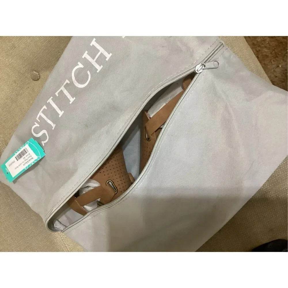 NWT Market & Spruce Ryann Peep Toe Leather Wedges 6.5